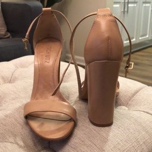 Schutz Nude block heels